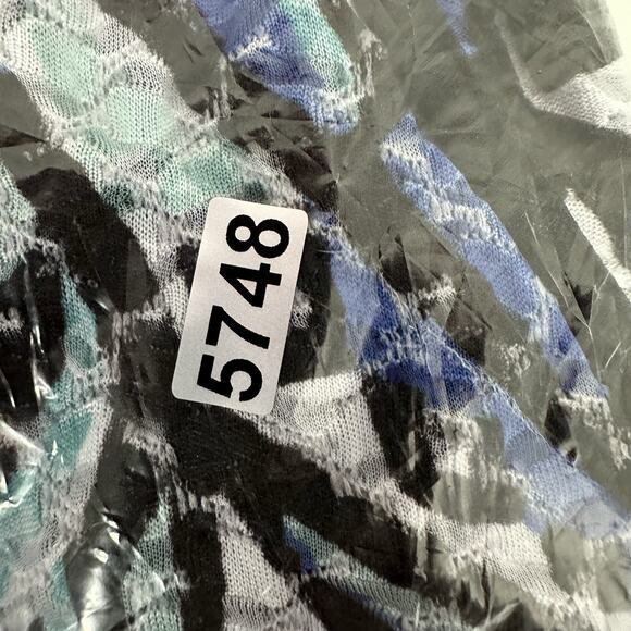 ECI New York Blouse Womens Large Blue Flutter Sleeve Costal Flowy Capsule - Picture 13 of 13